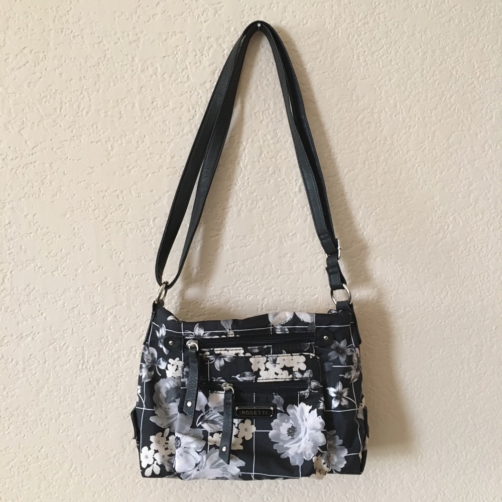SALE! Cream and Black Floral Purse